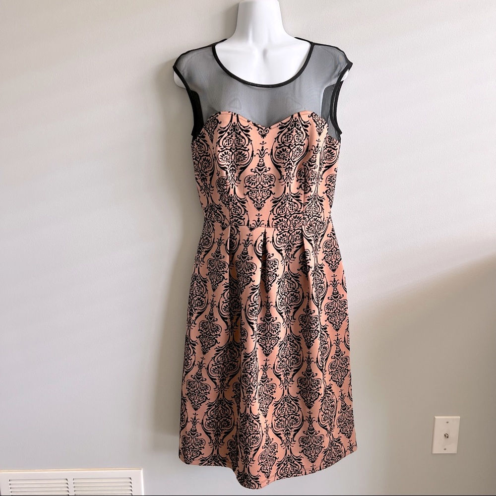 EnFocus Studio 8 A-Line Pleated Sheath Dress Black and Rose Gold